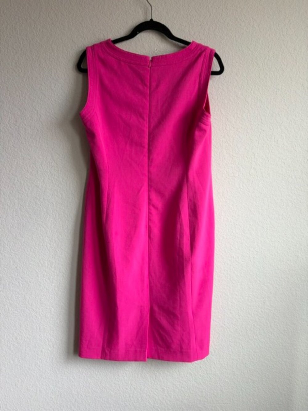 Kasper Hot Pink Sleeveless Crepe Sheath Dress Size 10 Barbiecore Career Glam - Picture 4 of 8